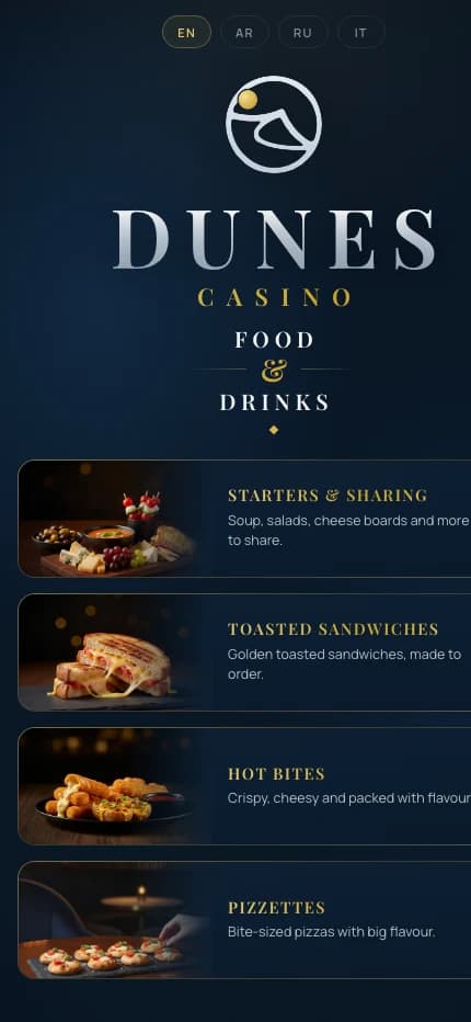 Le menu en anglais