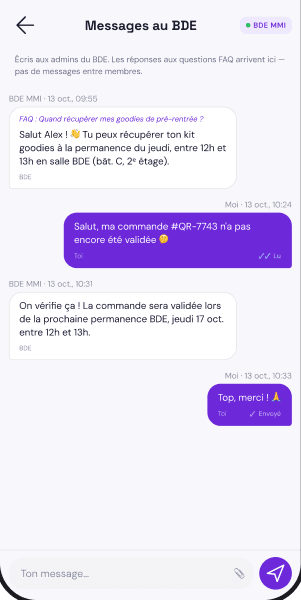 BDEASY, messages
