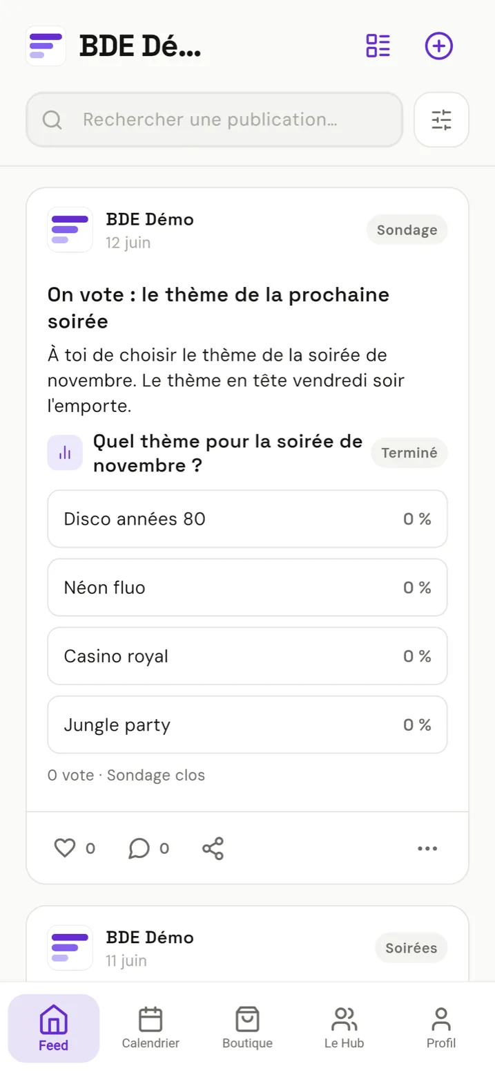 BDEASY, le feed social de la démo