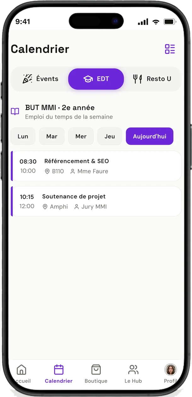 L'emploi du temps de l'étudiant