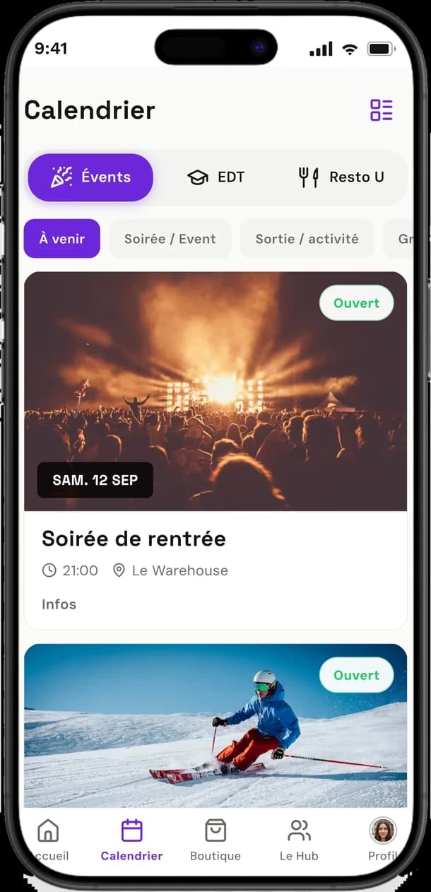 Le calendrier des soirées et des sorties