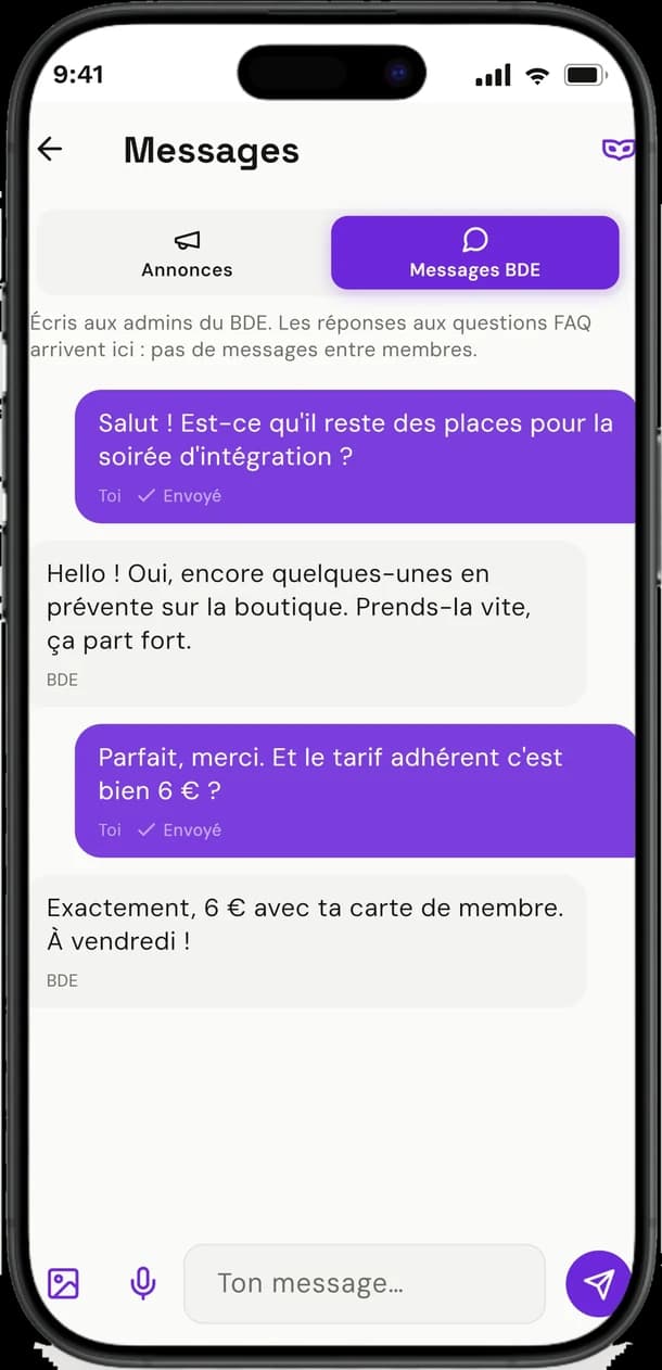 La messagerie entre membres