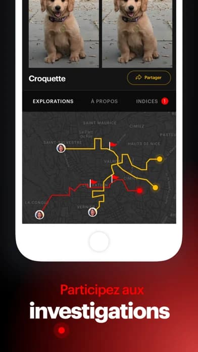 Les recherches suivies sur la carte
